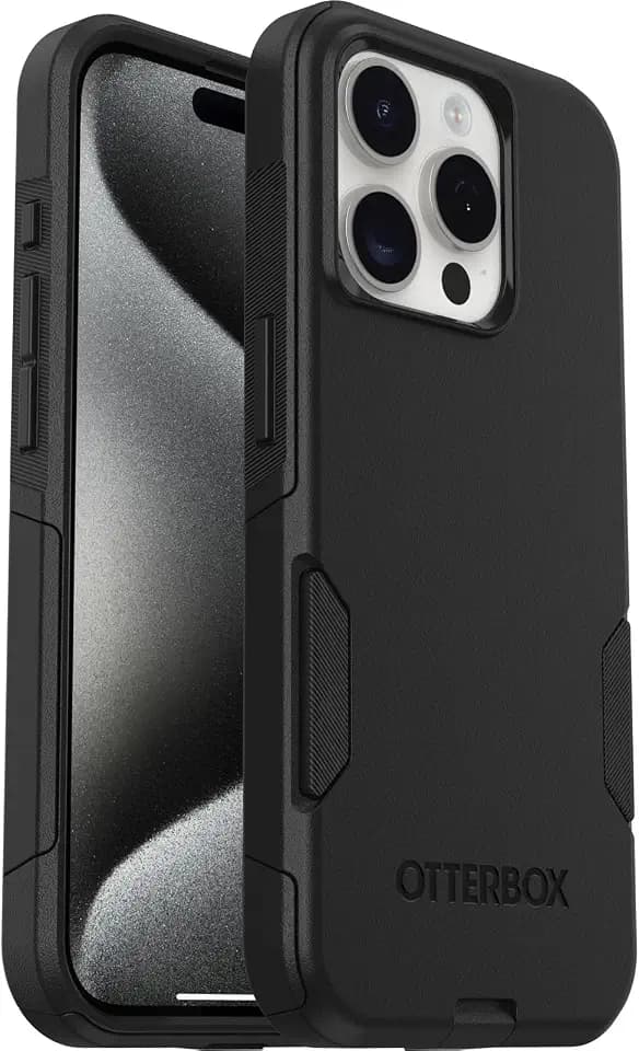 OtterBox iPhone 15 Pro (Only) Commuter Series Case - BLACK, slim & tough, pocket-friendly, with port protection (ships in polybag, ideal for business customers)