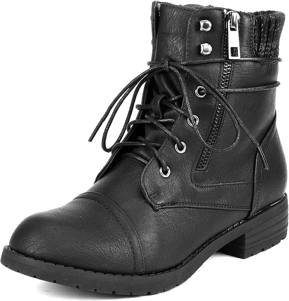 DREAM PAIRS Damen Combat Boots Bequeme Schnürstiefeletten