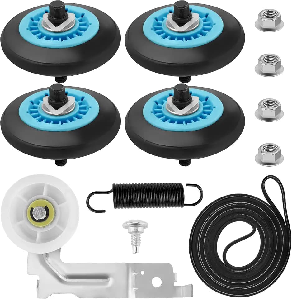 DV42H5200EW/A3 DV48J7700EW/A2 DV48H7400EW/A2 Dryer Rollers Replacement for Samsung Dryer Repair Kit, DC97-16782A Dryer Rollers, DC93-00634A Idler Pulley, 6602-001655 Belt