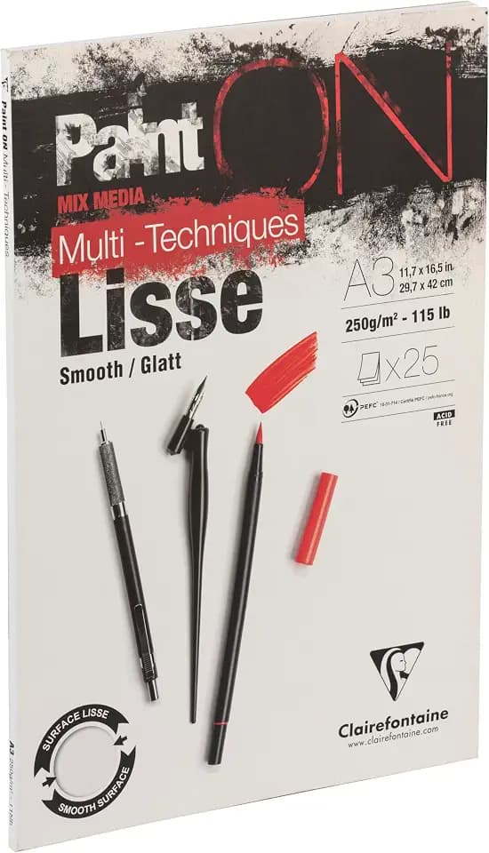 Clairefontaine Zeichenblock DIN A3 25 Blatt 250g/m² Papier glatt weiß