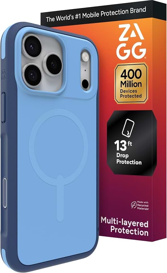 ZAGG Sedona Snap Case for iPhone 17 Pro Max - Blue Royal Ember, Drop Protection (13ft/4m), Graphene-Reinforced Multi-Layer Protection, MagSafe Phone Case with Impact-Absorbing Bumpers, Slim