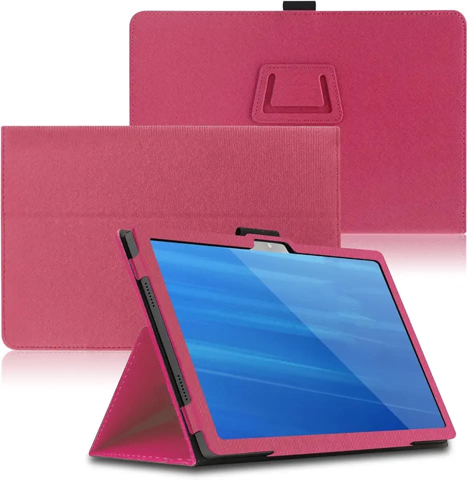 Case for Wacom MovinkPad Pro 14 14 inch Tablet Cover with Hand Strap and Pencil Holder, Folding Stand Flip Case for Wacom MovinkPad Pro 14. (Deep Pink)