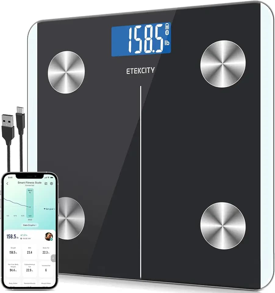 Etekcity Rechargeable Smart Scale for Body Weight, Bluetooth, 400 lb