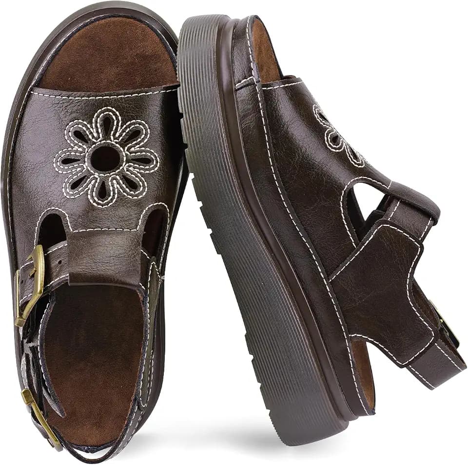 Platform Sandals for Women Fashion Chunky Ankle Buckle Casual