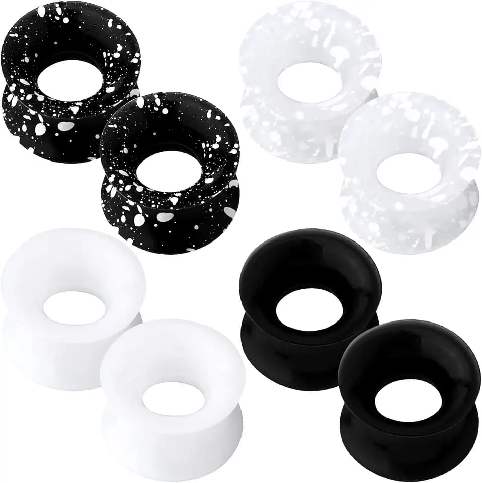 OUFER 8PCS Silicone Ear Gauges Flexible Ear Tunnels Plugs Stretchers Expander Double Flared Flesh Ear Piercing Jewelry for Women Men