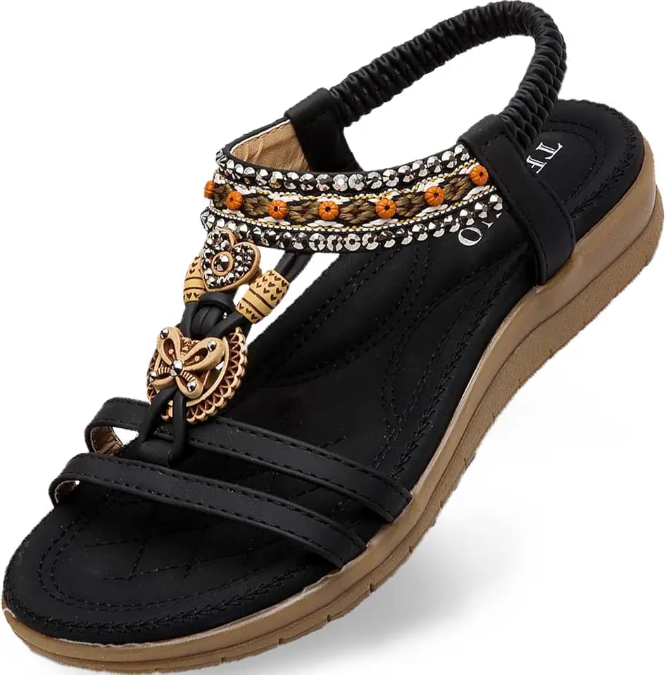 Womens Sandals Arch Support Comfortable Bohemian Dressy Summer Flat Sandals