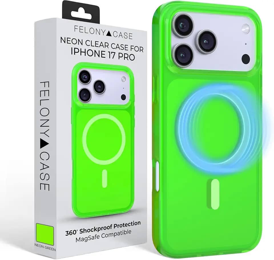 FELONY CASE for iPhone 17 Pro, MagSafe, Shockproof Cover, Neon Green