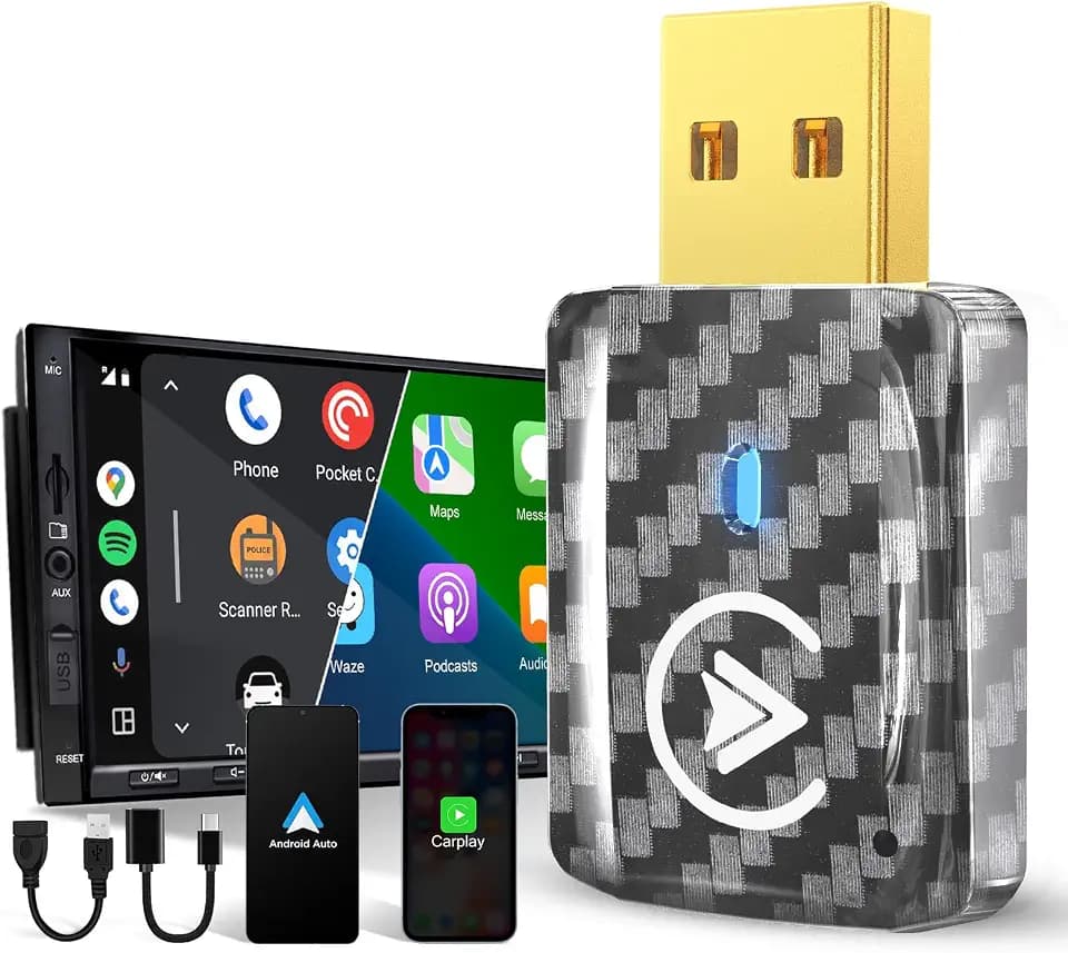 MSXTTLY Android Auto Wireless Adapter U2AC-01 2026 Wandelt Wired Android Auto in Wireless, Kompatibel mit Android 11-16, Vergoldet USB C/A, 5 Ghz WiFi Schwarz Grau