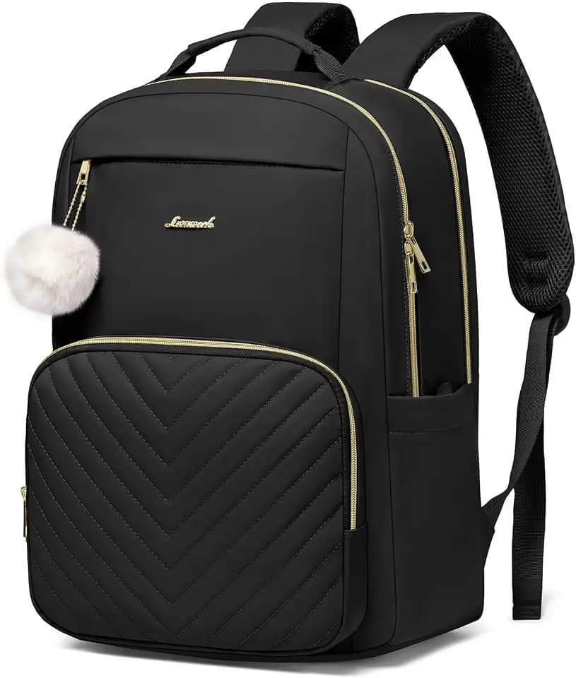 College Backpack School Bookbag for Women: 15.6 Inch Laptop Backpacks for Student Large Back Pack Anti Theft Middle High School Bag Travel Daypack Durable Book Bag for Teen Girls Black