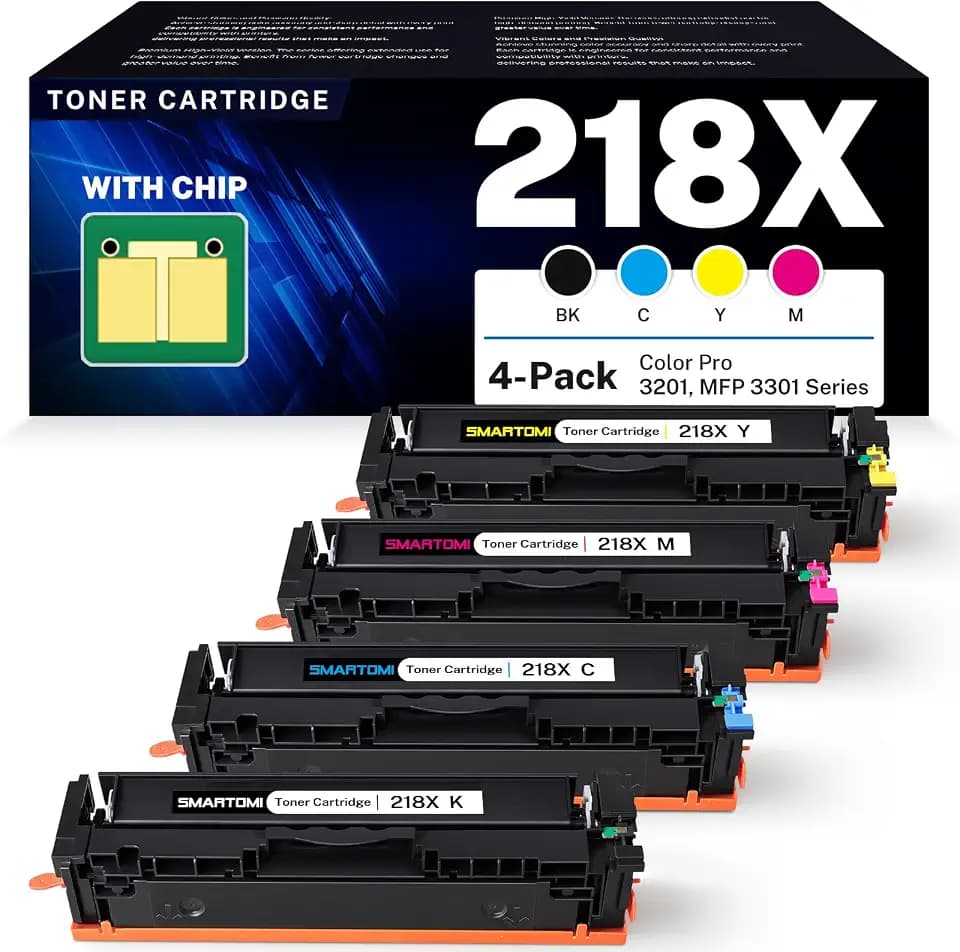 218X Toner Cartridges 4-Pack Replacement for HP 218A 218X 3201 3301 Series