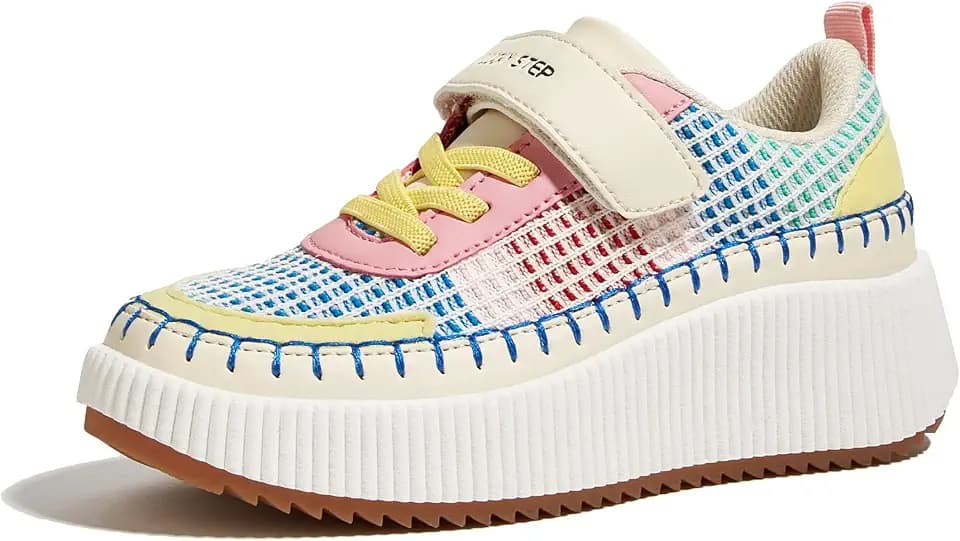 LUCKY STEP Kid's Glitter Hook and Loop Sneakers