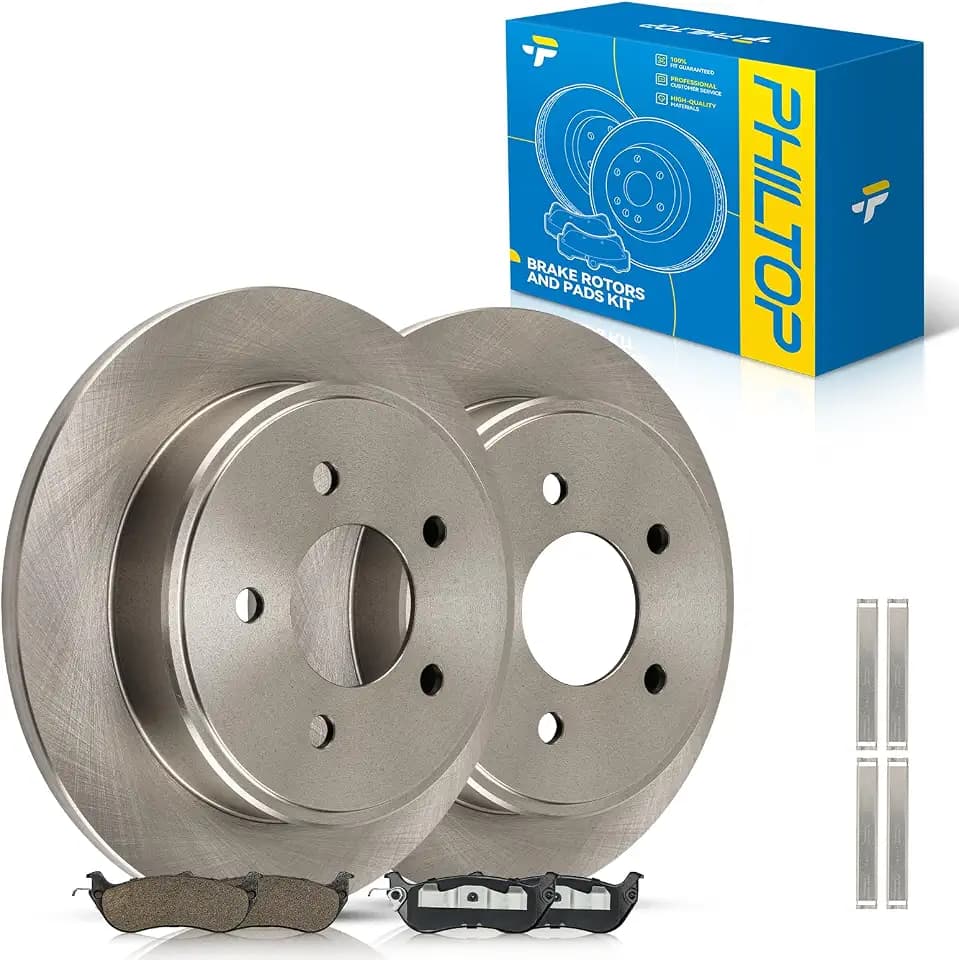 PHILTOP Brake Kit For Mercury Grand Marquis 1996-2002, Lincoln Town Car 1996-2002, Ford Crown Victoria 1996 1997 1998 1999 2000 2001 2002, 54027+D674 Brake Rotors Pads Kit, 11.22" Rear Brakes