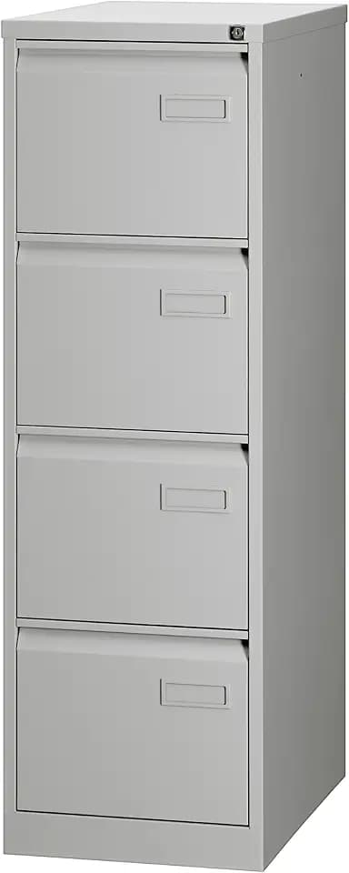 BISLEY Light Hängeregistraturschrank, einbahnig, DIN A4, 4 HR-Schubladen, 100 Prozent Schubladenauszug, Metall, 645 Lichtgrau, 62.2 x 41.3 x 132.1 cm