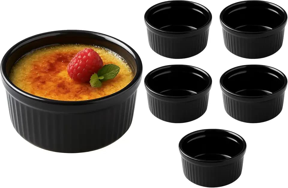 Royal Genware Auflaufförmchen 9,5 cm schwarz – Set von 6 – Porzellan Servieren Auflaufförmchen