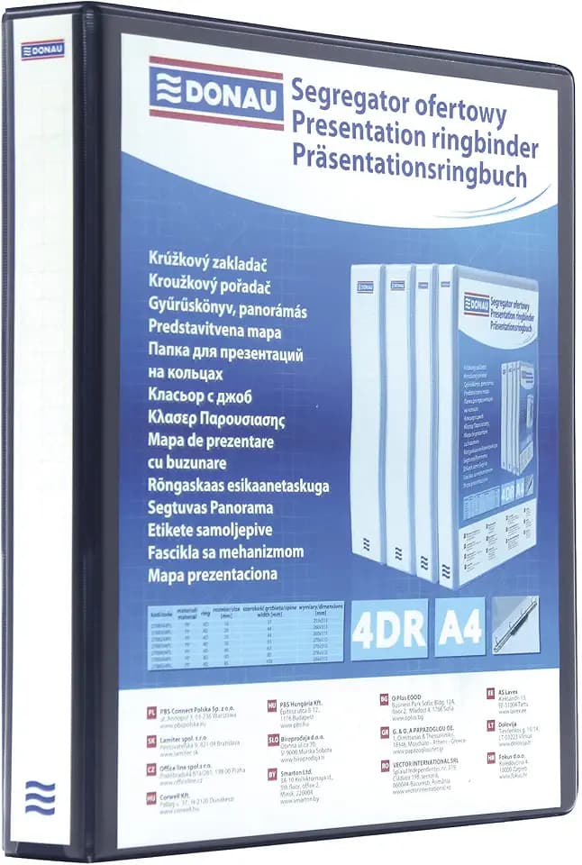 DONAU 2788164PL-01 Präsentationsringbuch Präsentationsordner Ringbuch Präsentation/Schwarz / 4-D-Ring-Mechanik-Mechanik DIN A4 Füllhöhe 16 mm/mit Taschen/ 1 Stück