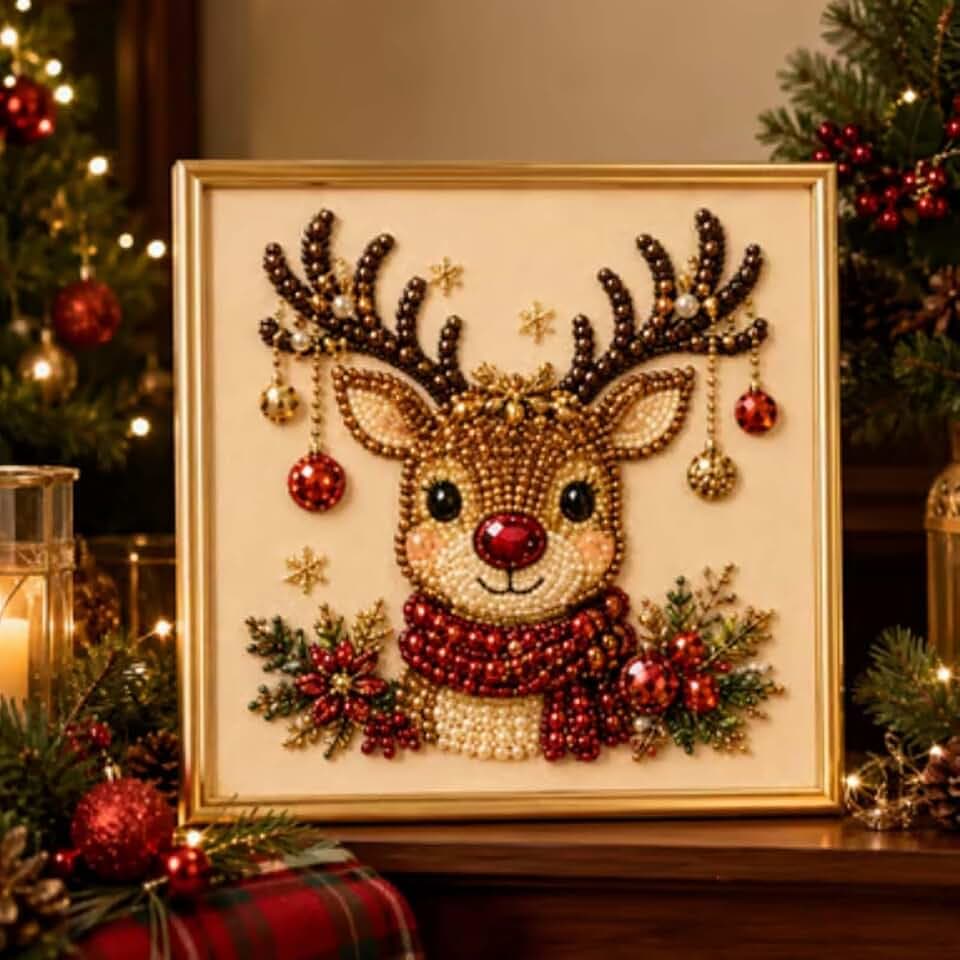 Christmas Pearl Art Kits for Adults, DIY Special Shape Diamond Art Kit (#F)