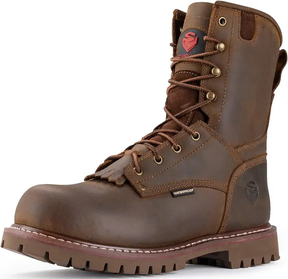 SUREWAY Men's 8" Waterproof Steel-Toe Logger Work Boot