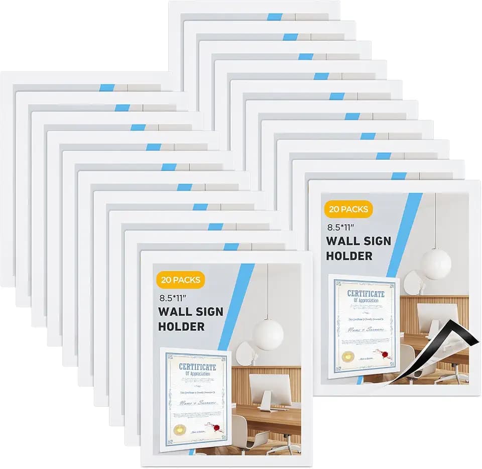 20 Pack Magnetic Sign Holder 8.5x11 inches with Magnetic Border