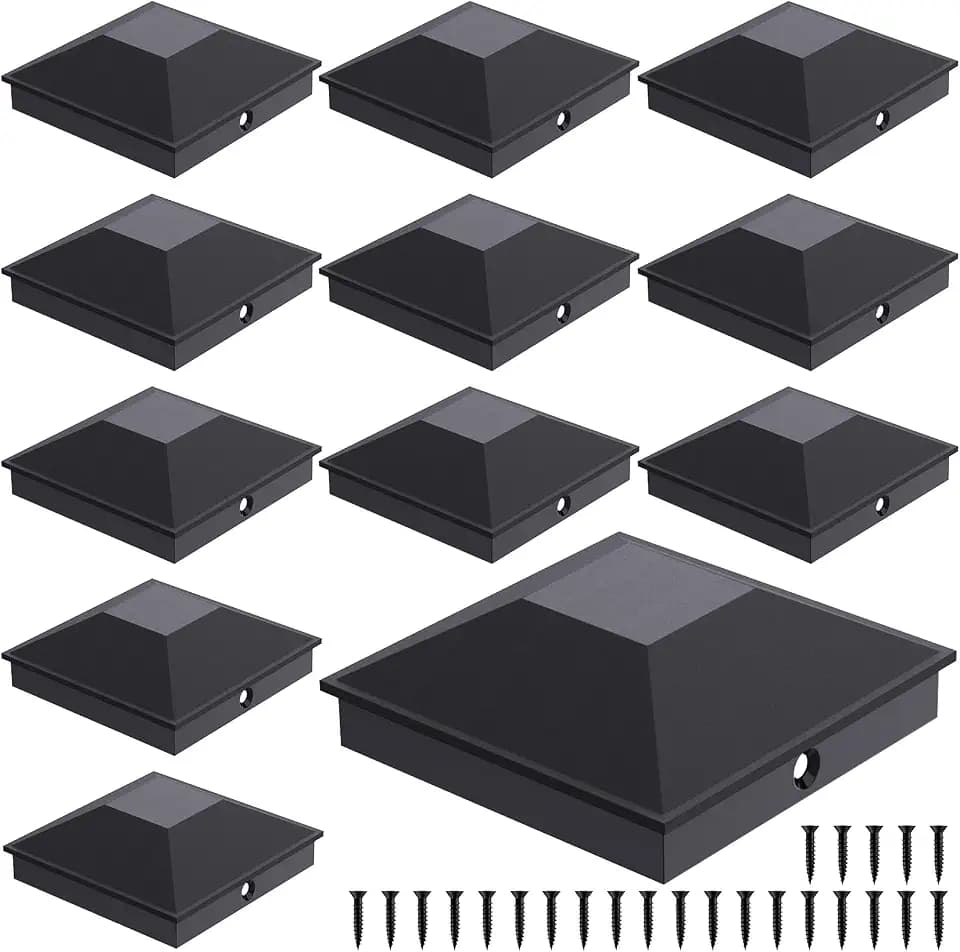 Goovilla 4x4 Post Caps Black(Actual 3.5" x 3.5"), 12 Pack with 24 Screws