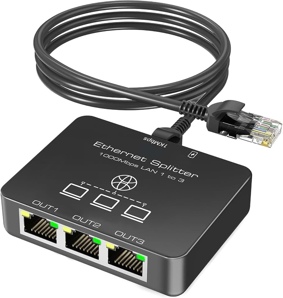 KiWiBiRD LAN Splitter 1 auf 3 LAN Verteiler Ethernet Splitter 1000Mbps