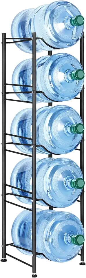 MOOACE 5 Gallon Water Jug Holder, 5 Tier Water Cooler Jug Rack, Black