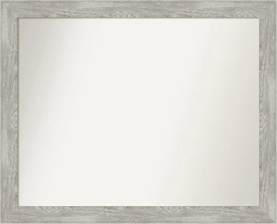 Amanti Art Grey Bathroom Mirror for Over Sink, 26x32 Dove Greywash Narrow Rectangle Vanity Mirror, Large Country Rustic Frame, Hangs Horizonally and Vertically, Bathroom Wall Decor, Non-Beveled Edge