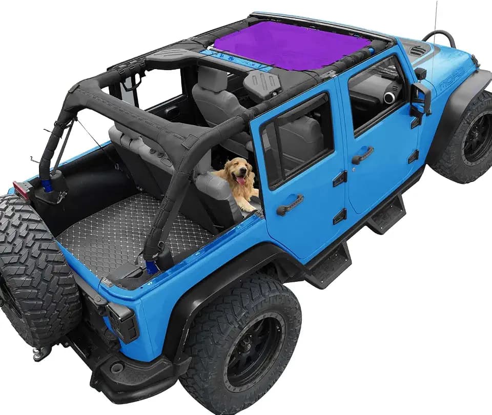 JK Sun Shade Top Compatible with Jeep Wrangler Sunshade, Purple, Front