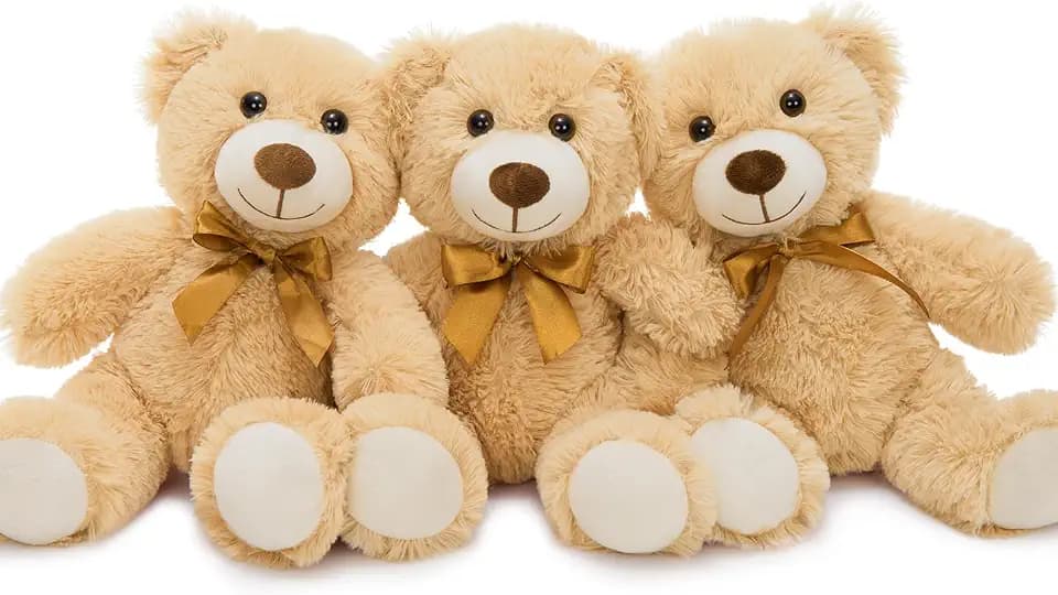 MorisMos 3Pcs Bulk Teddy Bears Baby Shower, 14" Bulk Stuffed Bear Plush