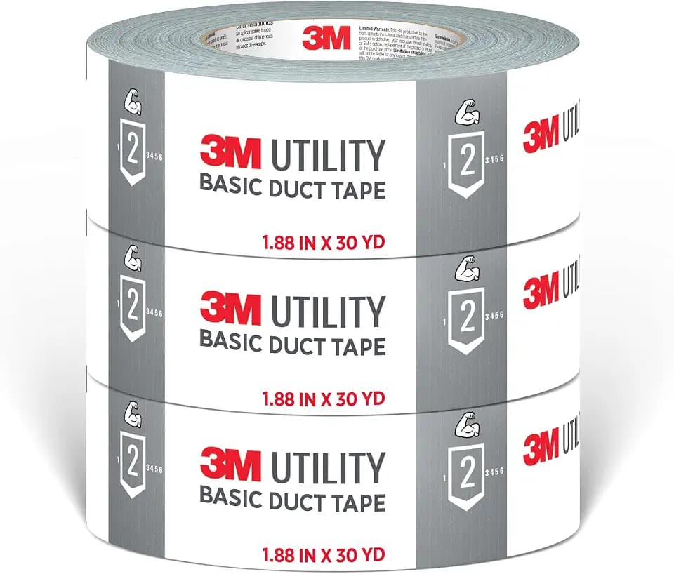 3M Utility Basic Duct Tape, 1.88 in x 30 yd, 3 Rolls, Moisture Resistant
