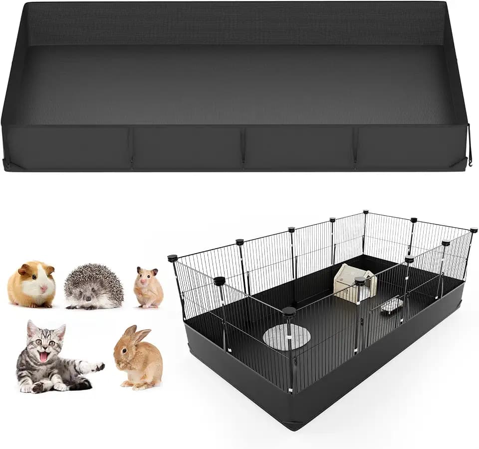 Tresbro Guinea Pig Cage Liner with One-Hand Release Hook & Thickened Corner, 48''L x 24''W Waterproof & Washable Mat (Without Cage) for C&C Grids Guinea Pig Hedgehog Bunny Habitat, Rabbit Cage Liner