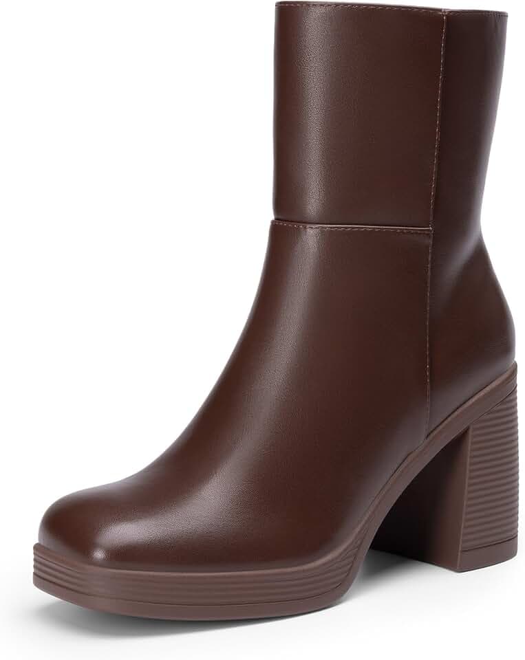 DREAM PAIRS Women's Platform Gogo Ankle Boots Chunky Shoes