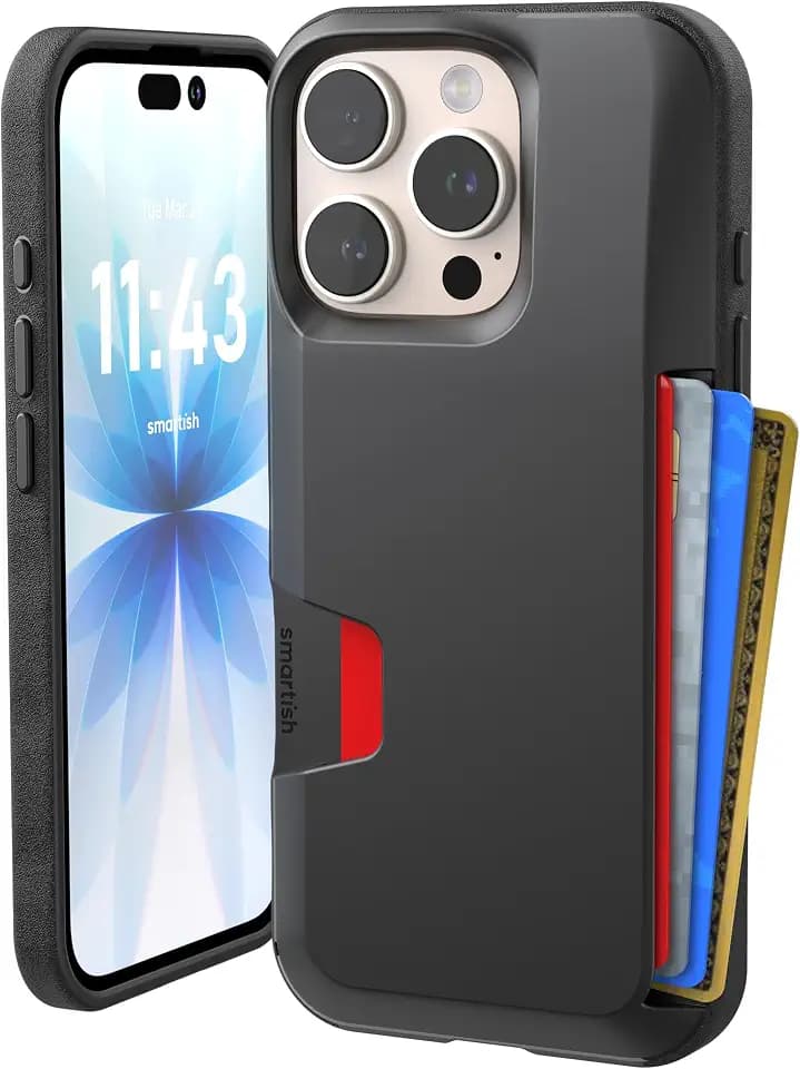 Smartish iPhone 16 Pro Wallet Case, Card Holder, Wallet Slayer Vol 1, Black