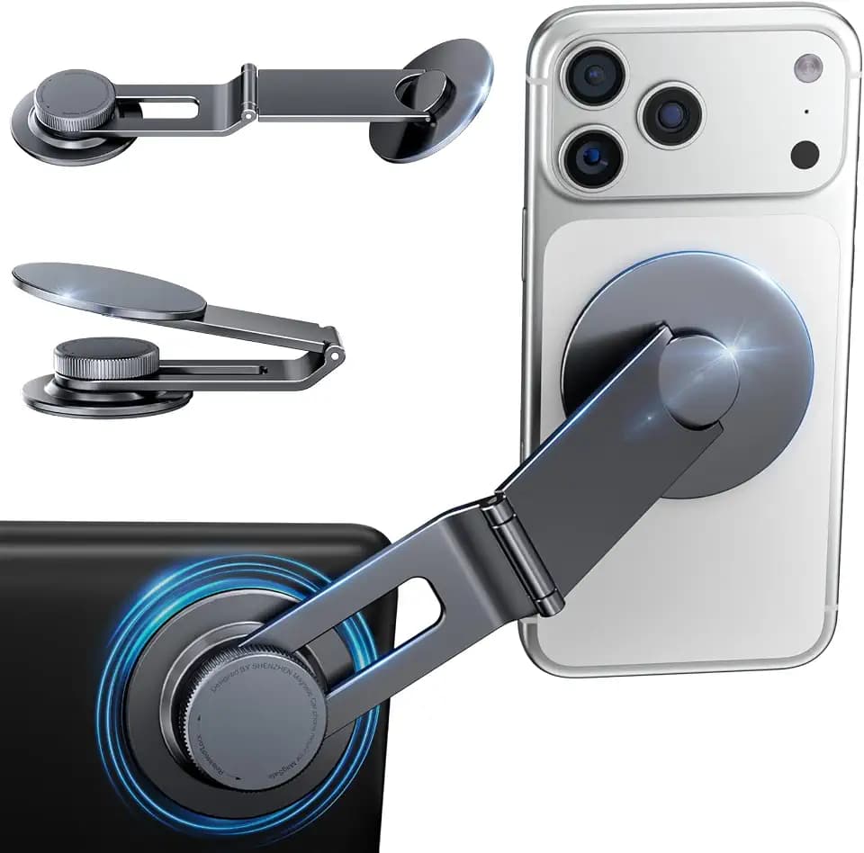 Magnetic Car Phone Mount for Tesla Model 3/Y, Foldable & Extendable Hidden Tesla Phone Holder with Strong Magnet Design for Magsafe iPhone 17 Max, Metal Mount for Tesla 3/Y/S/X/Cybertruck