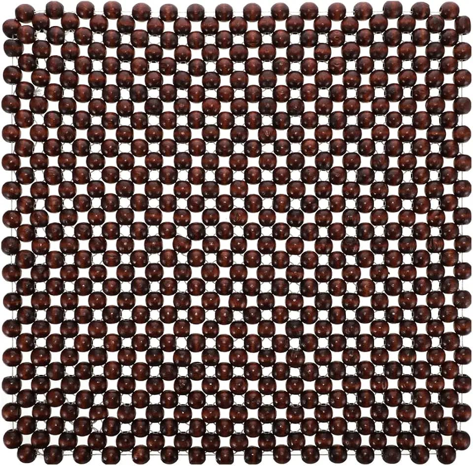 Wooden Beads Car Seat Cushion Breathable Beaded Seat Pad for Driving Comfort Easy Install Car Interior Accessory Natural Wood Beads 17.12 X 17.12 X 0.78 in