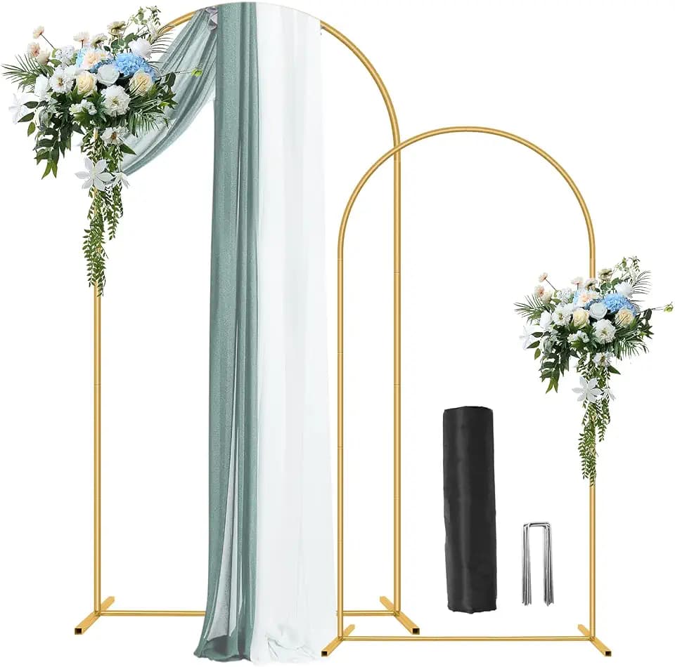 2 Pack Metal Arch Backdrop Stand 7.2FT, 6FT Wedding Balloon Floral Frame