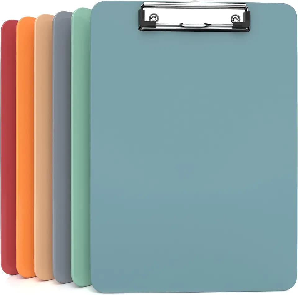 Kiggos 6 Pack Boho Colored Clipboards Plastic Clipboards with Low Profile Metal Clip 12.5x9 Inch Letter Size Bulk Class Set Acrylic Clipboards with Hanging Hook Holds 100 Sheets