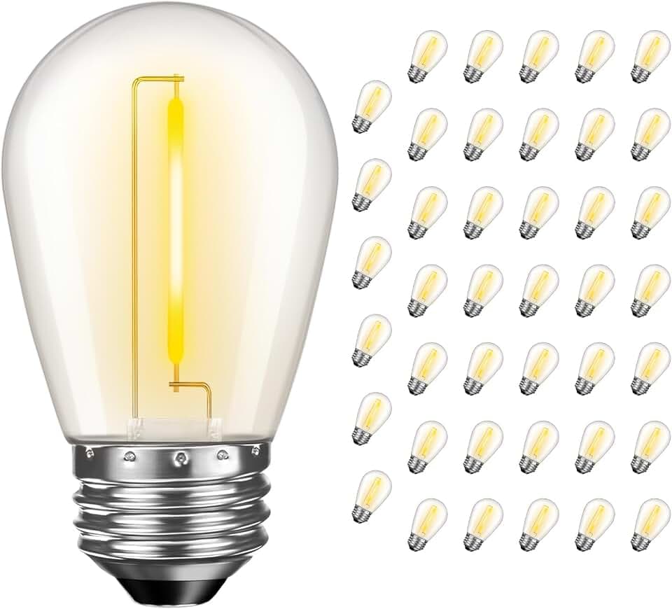 GvvooHome S14 LED Outdoor Light Bulbs for Outdoor String Light, 42 Pack