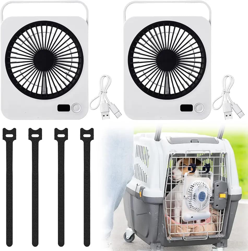 2 Pcs Pet Crate Fan for Dogs Cats,White and Black