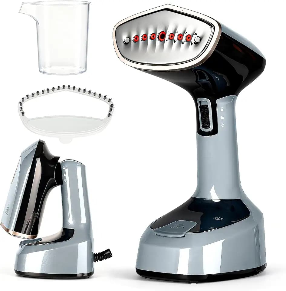 VINATO 1500W Steamer Dampfglätter, Reise Steamer Dampfglätter, 25s schnelles Aufheizen, Dampfbürste für Vertikales und Horizontales Dämpfen, tragbarer Reisesteamer für Zuhause