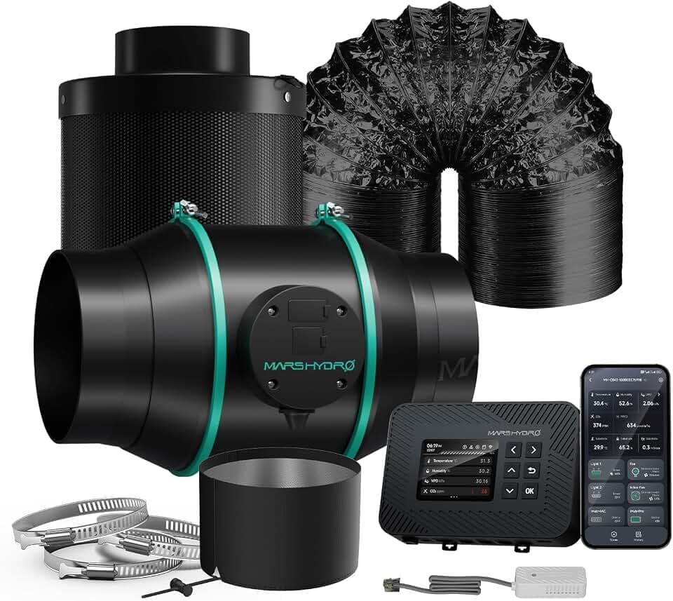 MARS HYDRO 6" Grow Tent Exhaust Fan kit with T&H iControl Controller