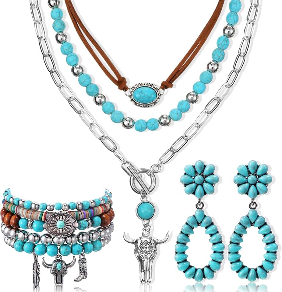 Misdary 3 Pcs Rustic Western Jewelry for Women Boho Set