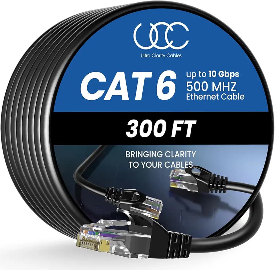 Ultra Clarity Cables Cat6 Ethernet Cable 300 FT 10Gbps Long Cable, Black