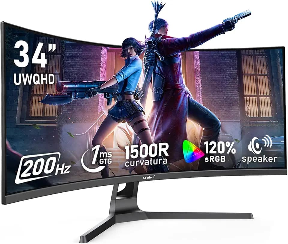 Gawfolk 34 Inch Ultrawide Curved 200Hz Gaming Monitor,UWQHD PC Screen