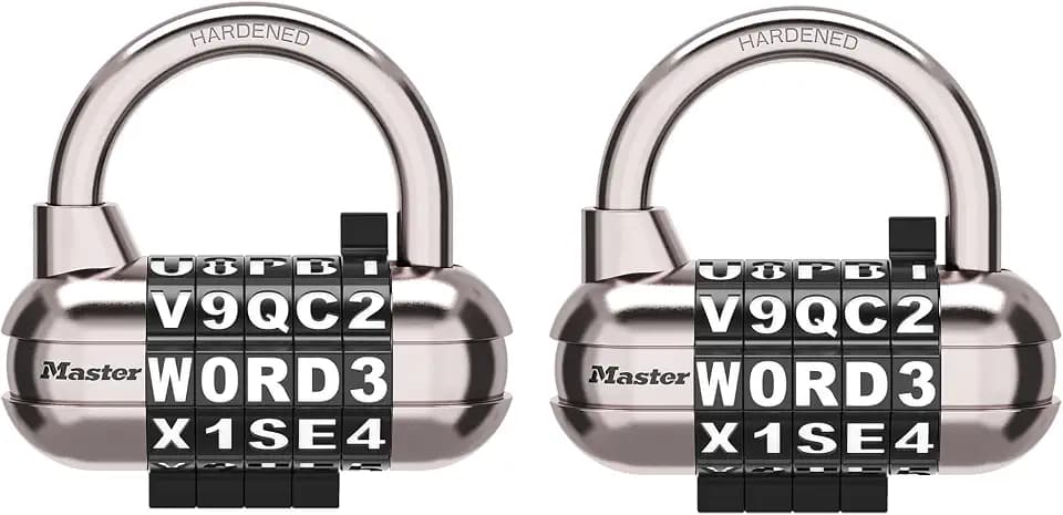 Master Lock Resettable Word Combination Padlock, Gym Lock 2-Pack 1534BLKEC2