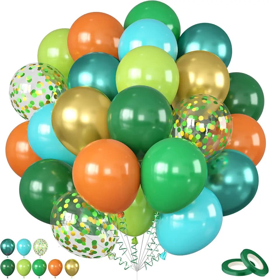 Dinosaur Balloons, 50 Pcs Green Orange for Jungle Safari Birthday Party