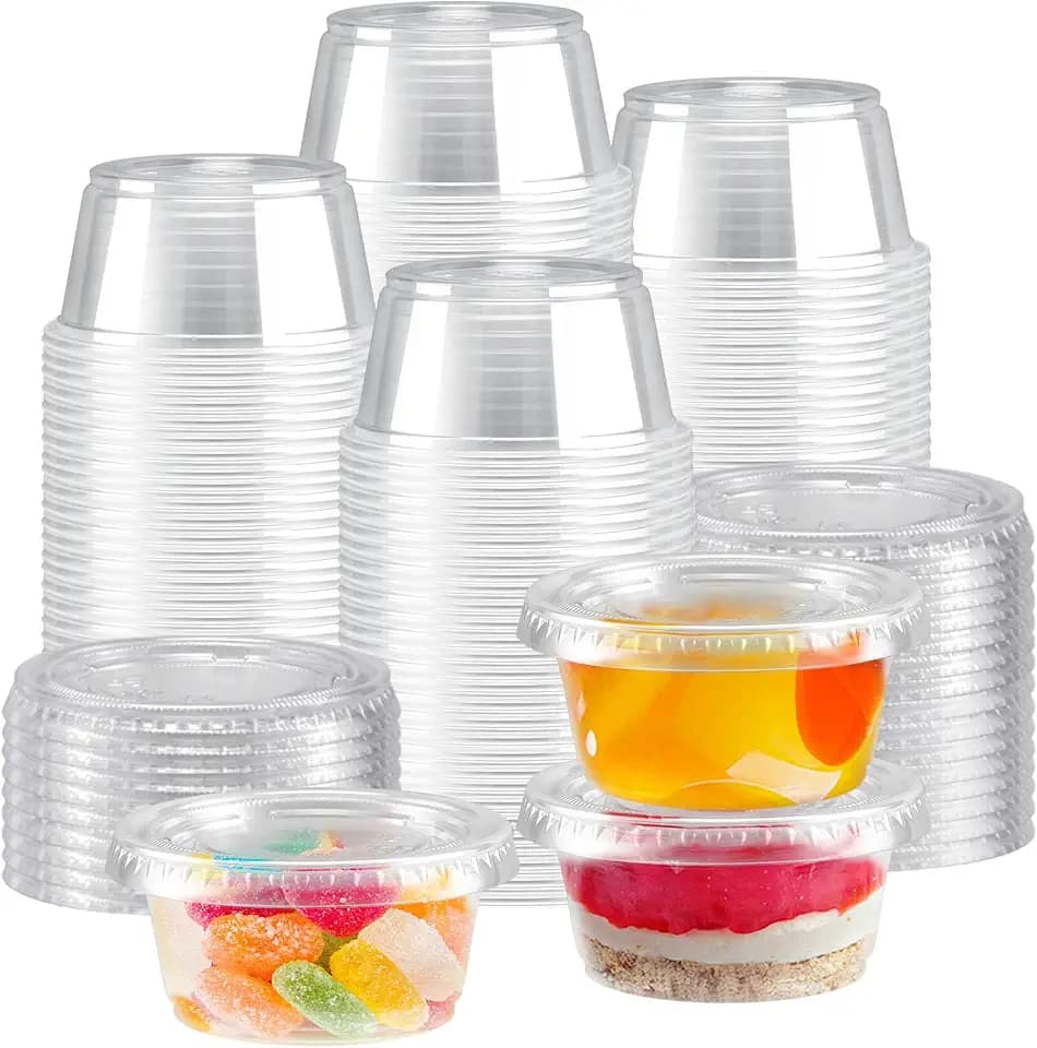 Clawsoff 360 Sets 2oz Jello Shot Cups with Lids Clear Plastic Condiment Cup