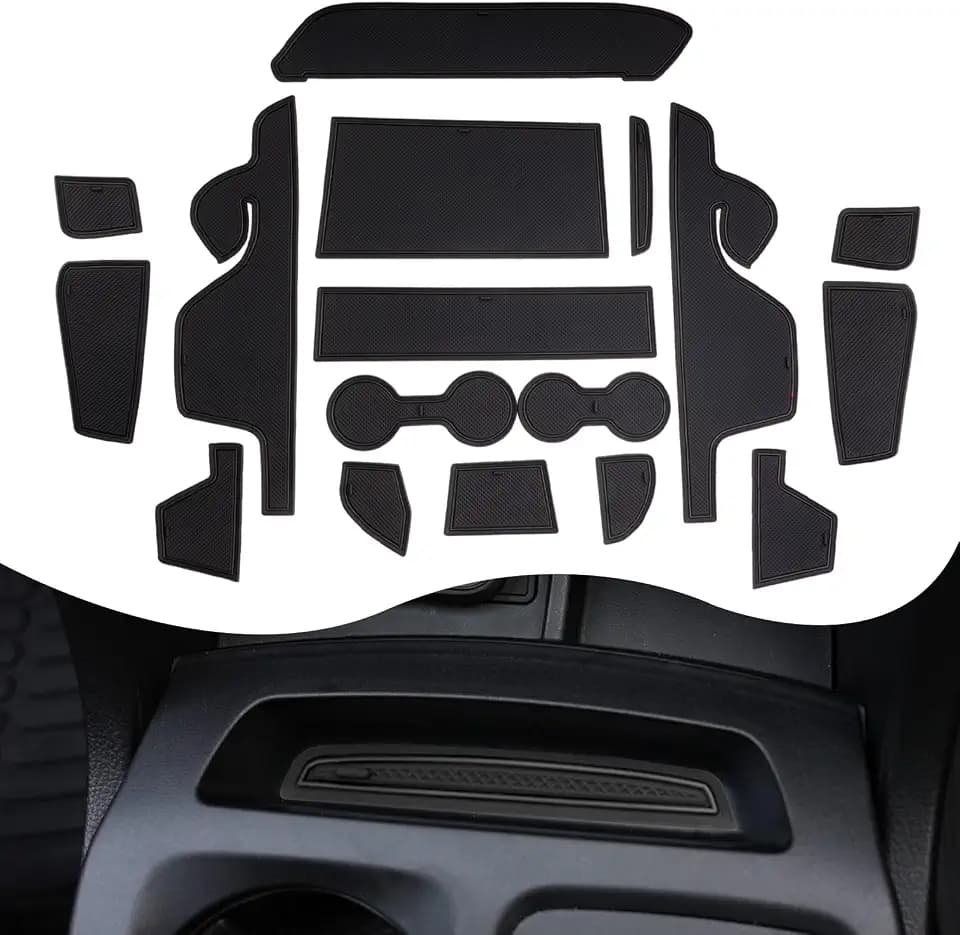 2026 2025 2024 Ranger Raptor Slot Mats Center Console Liner Door Gate Slot Mats for 2024 Ford Ranger Accessories, 2024 2025 Ford Ranger XL/XLT/Lariat/Raptor Non-Slip Mats Black 17Pcs/Set