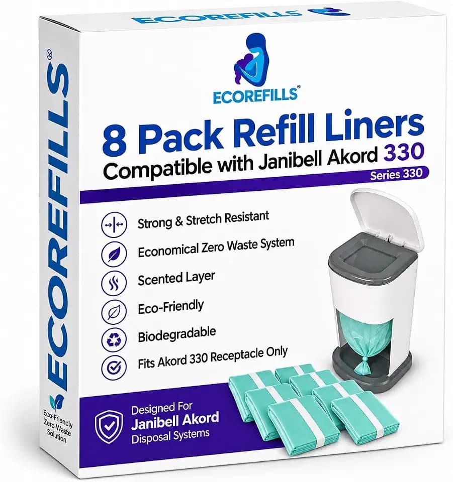 Adult Diaper Pail Refill Bags for 330, 8 Pack