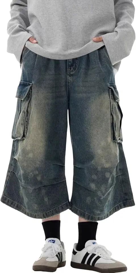 Mens Camo Cargo Shorts Y2k Baggy Long Jorts Hip Hop Bermuda Jeans Short Camouflage Shorts for Women
