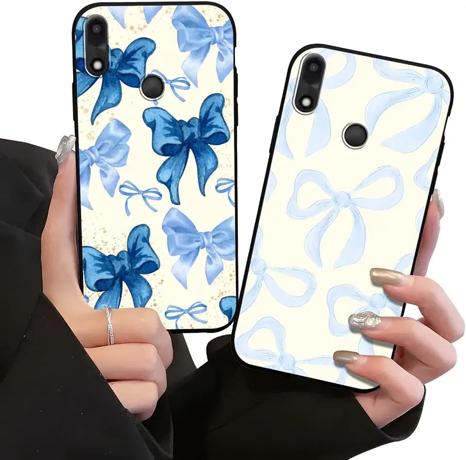2 Pack Aesthetic Stylish Preppy Bow Phone Case for Gabb Phone 4 6.1",Cartoon Pretty Fashion Girly Passion Bow Pattern Cases for Girls Women,Soft Silicone TPU Protective Cover